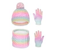Waylipun Cappello Invernale per Bambini Guanti Sciarpa Set, per Bambini 2-7 Anni Berretto Cappelli in Maglia con Pompon Scaldacollo Guanto per Ragazze Ragazzo, Set di Accessori Invernali