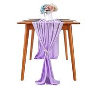 Waylipun Runner da Tavola in Chiffon, 70 x 300 cm, Lavabile, Runner per La Tavolo da Pranzo in Chiffon Table per Decorazioni, per Matrimoni, Compleanni, Baby Shower, Comunioni (Viola chiaro)