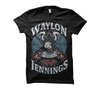 Waylon Jennings Lonesome Singer Music Band Chitarra Classica Nera T-Shirt S-3XL