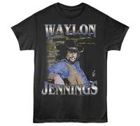 Waylon Jennings - Sbiadito Mattone - Licenza Ufficiale - Grigio Solido Front