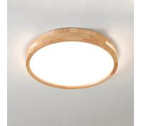 WayLuoung Plafoniera A LED In Legno | Ø30cm 6000K 1620Lm 18W | Lampada Soffitto Rotonda In Legno Naturale Design Cavo Artistico, Camera Da Letto, Soggiorno Cameretta Cucina Sala Pranzo (Bianco Freddo)