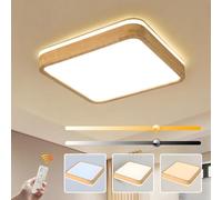 WayLuoung Plafoniera LED In Legno | Ø40cm 3000-6000K 30W | Lampada Quadrata In Legno Naturale Con Luce 360°, Camera Da Letto Soggiorno Camera Dei Bambini Cucina Pranzo (Dimmerabile Con Telecomando)