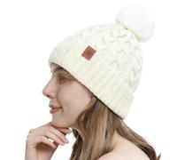 Waymaytecy Cappello Donna Uomo Invernale, All'aperto Berretto in Maglia, Beanie Foderato Spessa da Sci, Maglia per Donna Cappello A Doppio Strato, Adatto per Lo Sci O in Bicicletta all'aperto(Bianco)