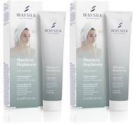 Waysilk | Maschera Depilatoria Viso e Collo, Crema Depilatoria Con Acido Ialuronico, Argilla Verde e Bianca, Pelle Liscia a Lungo, 75ml (Confezione da 2)