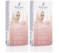 Waysilk | Strisce Depilatorie Viso e Collo, Con Acido Ialuronico, 20 Strisce + 4 Salviette Post Depilazione Con Aloe Vera (Confezione da 2)