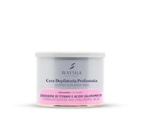 WAYSILK Vaso Cera Titanio Ialu 350ml, Cera Depilatoria Liposolubile con Acido Ialuronico, Morbida e Profumata