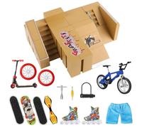 Waysroma Rampe da Skateboard da Dita 17PCS Kit da Skate Park Skateboard da Dita Fingerboards di Ultimate con 4 Mini Skateboards, Finger Bicicletta, Finger Scooter, Finger Pattini a rotelle