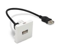 Waytex 37268 Plastron USB tipo A 45x45 F/F femmina cavo lunghezza 20cm Bianco per scivolo o supporto griglia a parete