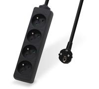 Waytex 52131 Blocco multipresa 4 prese elettriche 16A 2P+T cavo lunghezza 3,00m, sicurezza bambini, CE NF, nero