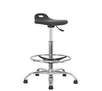 Waytex 78192 - Sgabello Alto da Lavoro, Seduta ergonomica, Regolabile in Altezza da 55 a 79 cm, con poggiapiedi in Metallo Cromato, Girevole a 360°