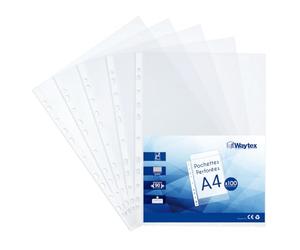 Waytex 931306 - Buste forate, formato A4, trasparenti, 90 micron, confezione da 100