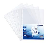 Waytex 931307 - Buste trasparenti con fori, formato A4, 70 micron, confezione da 100