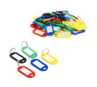 WAYTEX 931637 - Set di 50 portachiavi etichette, porta etichetta in plastica, anello in metallo, scrittura possibile su etichetta per chiavi, identificazione, bagagli o animali, in 5 colori assortiti