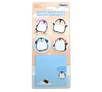 WAYTEX 931666 100 Note adesive riposizionabili Fantasie animali carini su supporto espositore 4 mini blocchi forma pinguini e 1 blocco quadrato 8x8 cm stampato Pinguino