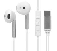 Waytex Auricolari cablati USB-C Intrauricolari universali, compatibili con tutte le marche mobili, tablet e PC, riduzione del rumore, controllo volume e microfono, cavo 1,2 m, colore: bianco