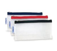 Waytex Bustina trasparente con cerniera, struttura in tessuto EVA, senza PVC, formato 22 x 11 cm, confezione da 3