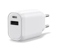 WAYTEX Caricatore doppio USB C e USB A, ricarica rapida 30W PD, sicuro con chip IC, caricatore rapido per iPhone, iPad, Samsung, Android, presa di alimentazione EU