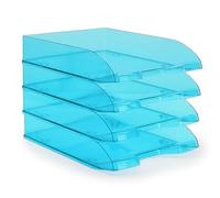 Waytex Confezione da 4 cestini per posta A4 in plastica Beu trasparente