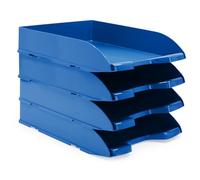 Waytex Confezione da 4 cestini per posta A4 in plastica opaca, colore: Blu