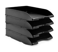 Waytex Confezione da 4 cestini per posta A4, in plastica opaca, colore: nero