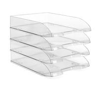 Waytex Confezione da 4 cestini per posta A4 in plastica trasparente