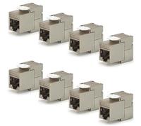 Waytex Keystone RJ45 - Set di 8 supporti patch patch Cat6a FTP senza attrezzi, connettore in metallo zincato nichelato - 10 Gbps 500 MHz - Schermato FTP - T568 A/B - AWG22 a 26 con morsetto per cavo