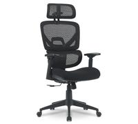 Waytex Poltrona da ufficio ergonomica con poggiatesta regolabile 3D - supporto lombare dinamico - braccioli 3D - dondolo sincrono - tessuto traspirante - uso intensivo per + di 7 ore - nero