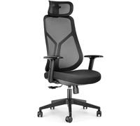 Waytex Poltrona da ufficio ergonomica in tessuto e rete - Poggiatesta regolabile 2D - braccioli regolabili - seduta memory foam - ribaltabile sincrono 3 posizioni - uso intensivo per oltre 7 ore