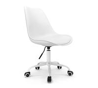 Waytex Sedia da ufficio scandinava bianca con ruote e altezza regolabile e piede in metallo laccato bianco