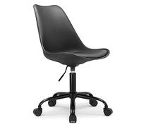 Waytex Sedia da ufficio scandinava nera con ruote e altezza regolabile e piede in metallo laccato nero