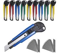 Waytex Set di 10 taglierine da 18 mm, resistenti e leggeri, 20 lame di ricambio per Pro e privati