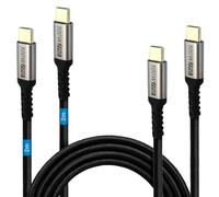 Waytex Set di 2 cavi USB C a USB C 3.2 ricarica rapida 100 W 5 A 2 m, cavo in nylon intrecciato nero, trasferimento dati 10 Gbps, compatibile con smartphone, tablet, computer portatile USB tipo C