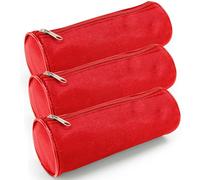 Waytex Set di 3 astuccio rotondo per matite per la scuola, lunghezza 21 cm, diametro 7,5 cm, colore rosso