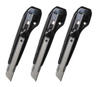 WAYTEX Set di 3 taglierine da 18 mm, con blocco della lama a rotella, guida in metallo e 9 lame secabili incluse per pro e individui