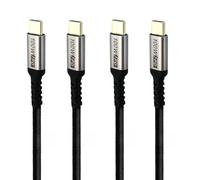Waytex Set di 4 cavi USB C 3.2, ricarica rapida, 100 W, 5 A, 2 cavi da 1 m, 2 cavi da 2 m, in nylon intrecciato nero, da USB tipo C a USB C dati 10 Gbps per smartphone, tablet, computer portatile