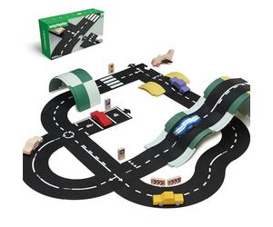 waytoplay Highway, Circuito da 24 Pezzi per Auto Giocattolo, Flessibile, indistruttibile e Impermeabile, cingoli modulari per Auto, Prodotto nei Paesi Bassi