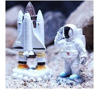 WAYUTO 2 pezzi astronauta spaziale astronauta decorazione acquario astronauta paesaggio desktop acquario decorazione astronave razzo ornamenti per la decorazione domestica