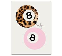 WAYUWGAN 8 Ball Leopard Print Retro Canvas Wall Art Lucky Girl Poster Funky Pink Y2k pittura estetica per appartamento ragazza camera da letto decorazione da parete 30,5 x 40,6 cm senza cornice