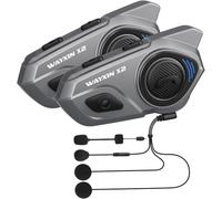 WAYXIN X2 - Citofono per moto, sistema interfono integrato, cuffie Bluetooth per fino a 4 moto, con HiFi/condivisione musica/radio FM/assistente vocale AI/impermeabile IP67, confezione doppia