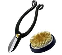 Wazakura 2PCS Set di Strumenti Essenziali per Ikebana Giapponese 2 Pezzi Fatti in Giappone, Kit per Composizioni Floreali [Forbici Ikenobo + Kenzan Rotondo in Ottone da 61mm]