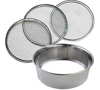 Wazakura Set di 3 Setacci per Giardinaggio e Bonsai (210 mm), Setacci in Acciaio Inossidabile a Maglie Fini per Terreno, Terreno Akadama, Sabbia Fine. Setaccio Portatile per Giardino e Compostaggio