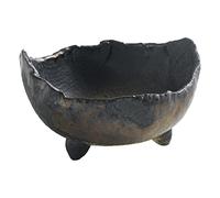 Wazakura Vaso Banko per Bonsai Forma di Mezzaluna Rustica Fatta a Mano Giapponese 12cm Realizzato in Giappone Vaso da Giardino in Ceramica, Vaso Decorativo per Fiori - Nero e Marrone