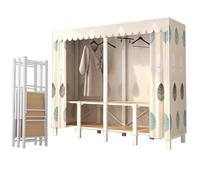 WAZCSD Armadio In Stoffa Pieghevole, Guardaroba Tessuto Richiudibile Cabina Salvaspazio Gua, Armadietto Wardrobe Closet, Aste Pensili Ripostiglio per Camera da Letto Soggiorno(E,112cm/44.1in)