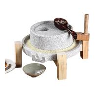 WAZCSD Mulino a Pietra Manuale,Macinino per Cereali Per La Casa,Mulino a Mano con Base in Legno,Macina a Secco e Umido,Per Grano Legumi Chicchi di Caffè(30x40cm/11.8x15.8in)