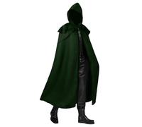 WAZHAKU Battle-Merchant Mantello medievale Burkhard con cappuccio da uomo e da donna, costume da mago, vestito da uomo vichingo, costume da Halloween per adulti, verde, 3XL