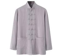 WAZHAKU Camicia di lino da uomo Cinese arti marziali Giacca - Tradizionale Uniforme Capispalla per arti marziali Kung Fu Tai Chi Wushu Uomini Donne Costume Tang Stile Manica Lunga Abbigliamento -