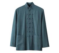 WAZHAKU Camicia di lino da uomo Cinese arti marziali Giacca - Tradizionale Uniforme Capispalla per arti marziali Kung Fu Tai Chi Wushu Uomini Donne Costume Tang Stile Manica Lunga Abbigliamento