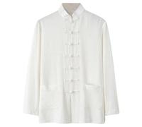 WAZHAKU Camicia di lino uomo cinese arti marziali giacca uniforme tradizionale capispalla per arti marziali Kung Fu Tai Chi Wushu per uomini donne costume tang stile abbigliamento camicia medievale,