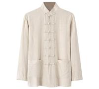 WAZHAKU Camicia di lino uomo cinese arti marziali giacca uniforme tradizionale capispalla per arti marziali Kung Fu Tai Chi Wushu per uomini donne costume tang stile abbigliamento camicia medievale,