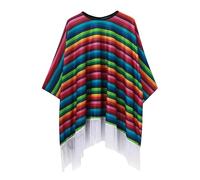 WAZHAKU Costume messicano Alechandro Poncho multicolore per festa messicana festa carnevale con frange mantello per uomo e donna Carnevale Festa Carnevale Costume Cinco de Mayo messicano, rosso